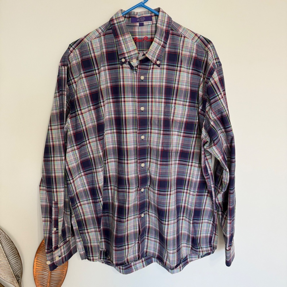 M6 ALAN FLUSSER Men's Plaid Long Sleeve Casual Button Down Shirt Multi Boho